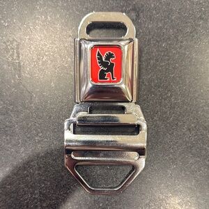 Chrome Belt Buckle with Red Emblem